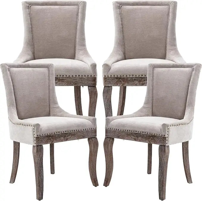 Belmont Upholstered Nailhead Dining Chairs – Set of 4