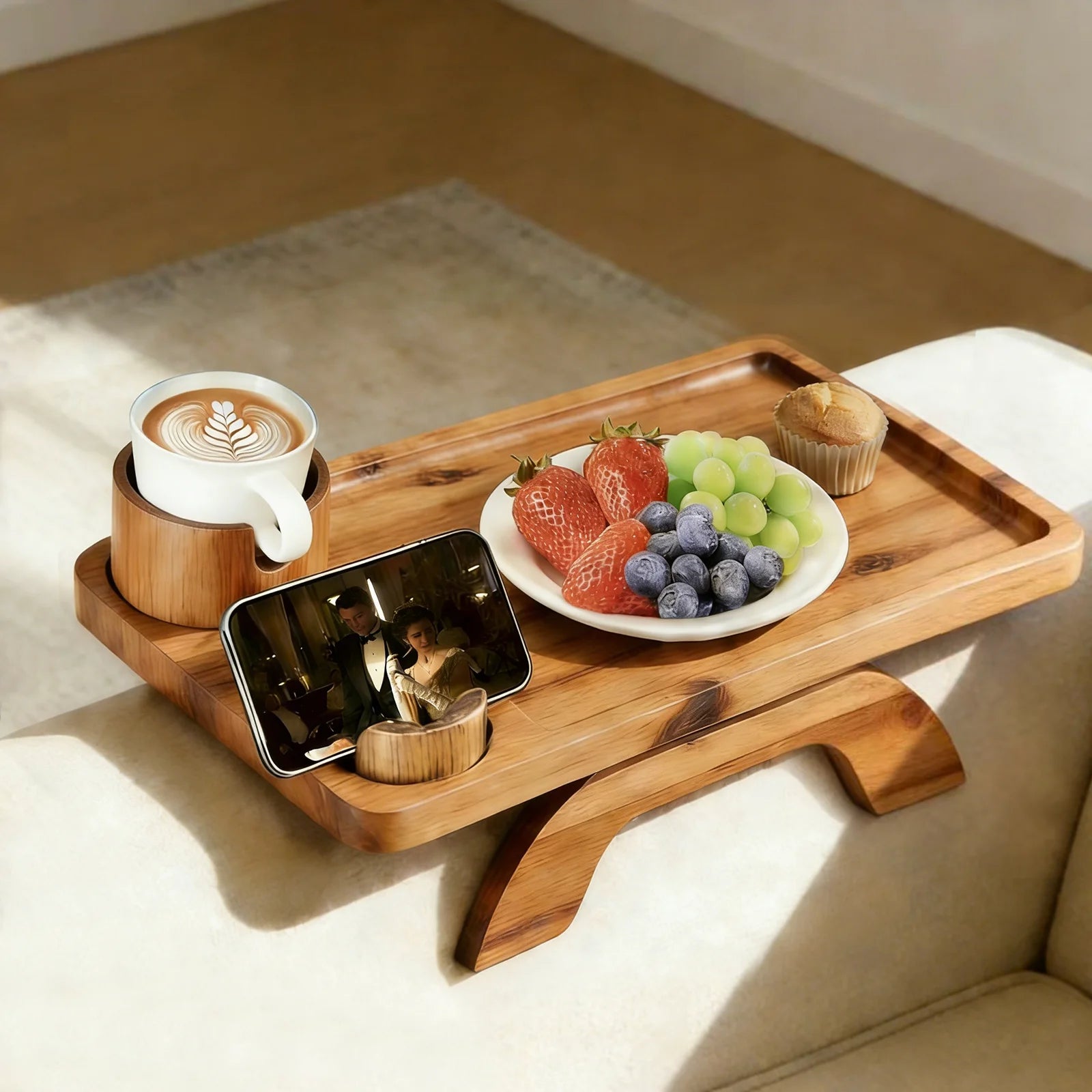 Taverton Acacia Wood Sofa Arm Tray