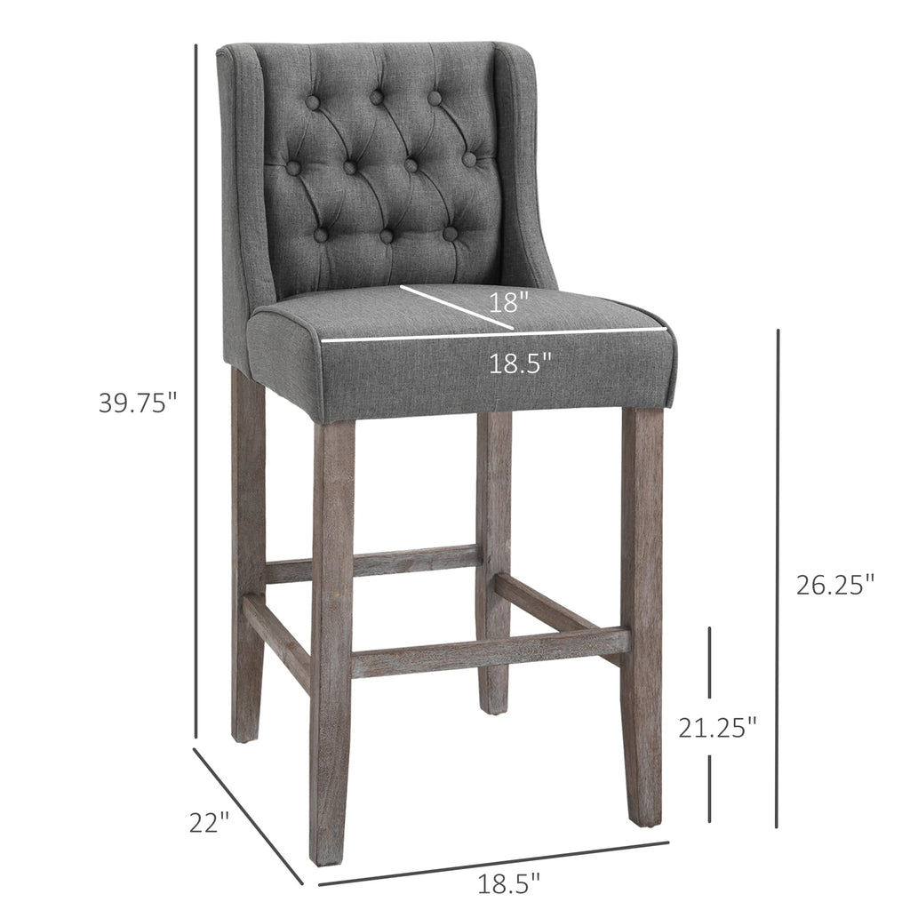 Tuftora dimensions showing 39.75-inch overall height and 26.25-inch seat height