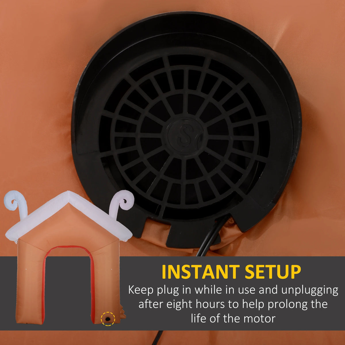 Integrated blower on the Gingerlane archway with an eight-hour continuous-use limit
