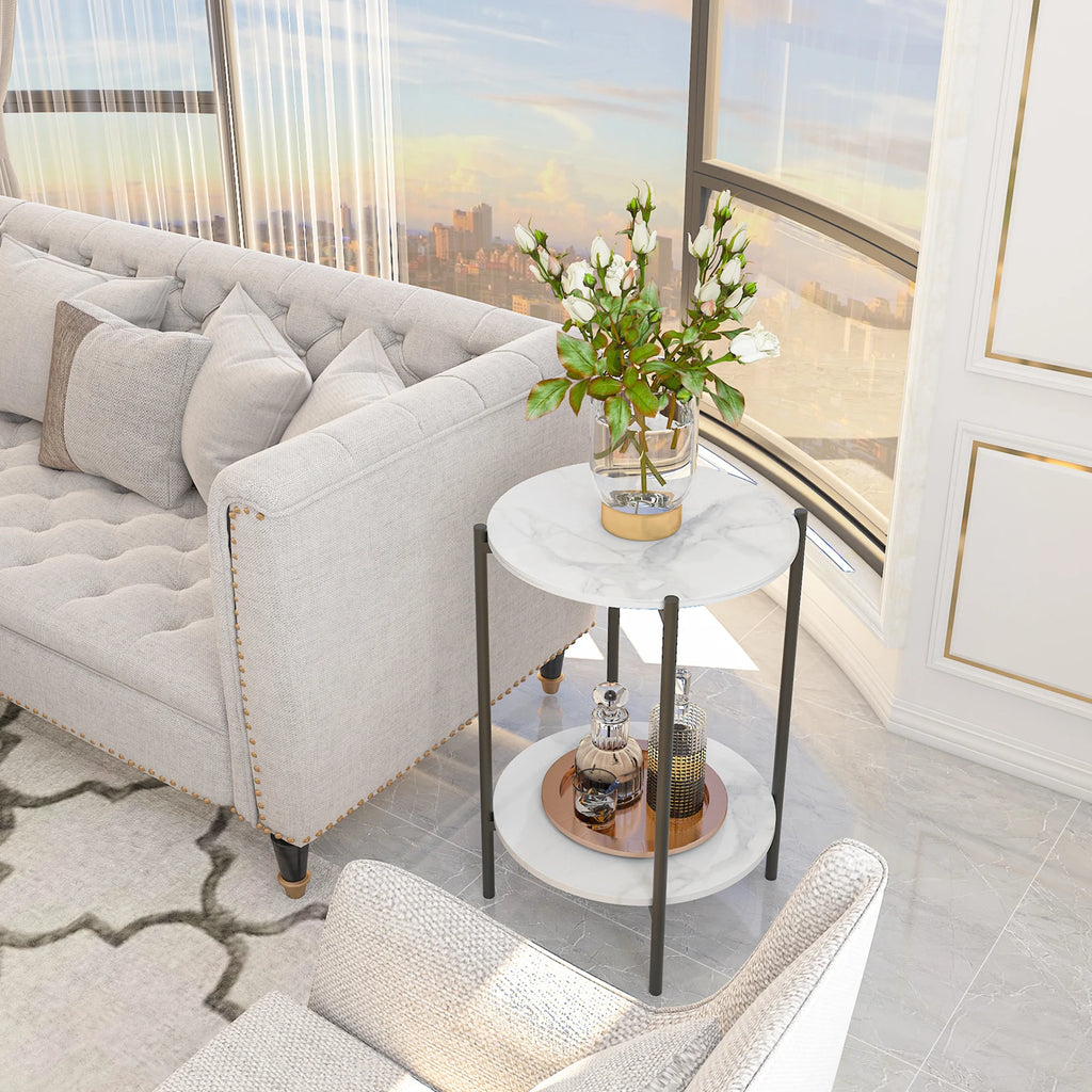 Orlena Two-Tier Sintered Stone Side Table