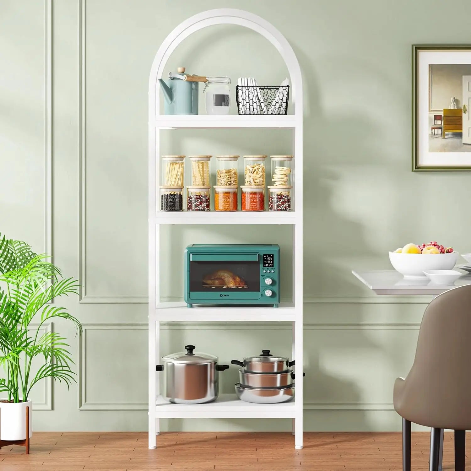 Arched Open Bookshelf – 4-Shelf Freestanding Display Bookcase
