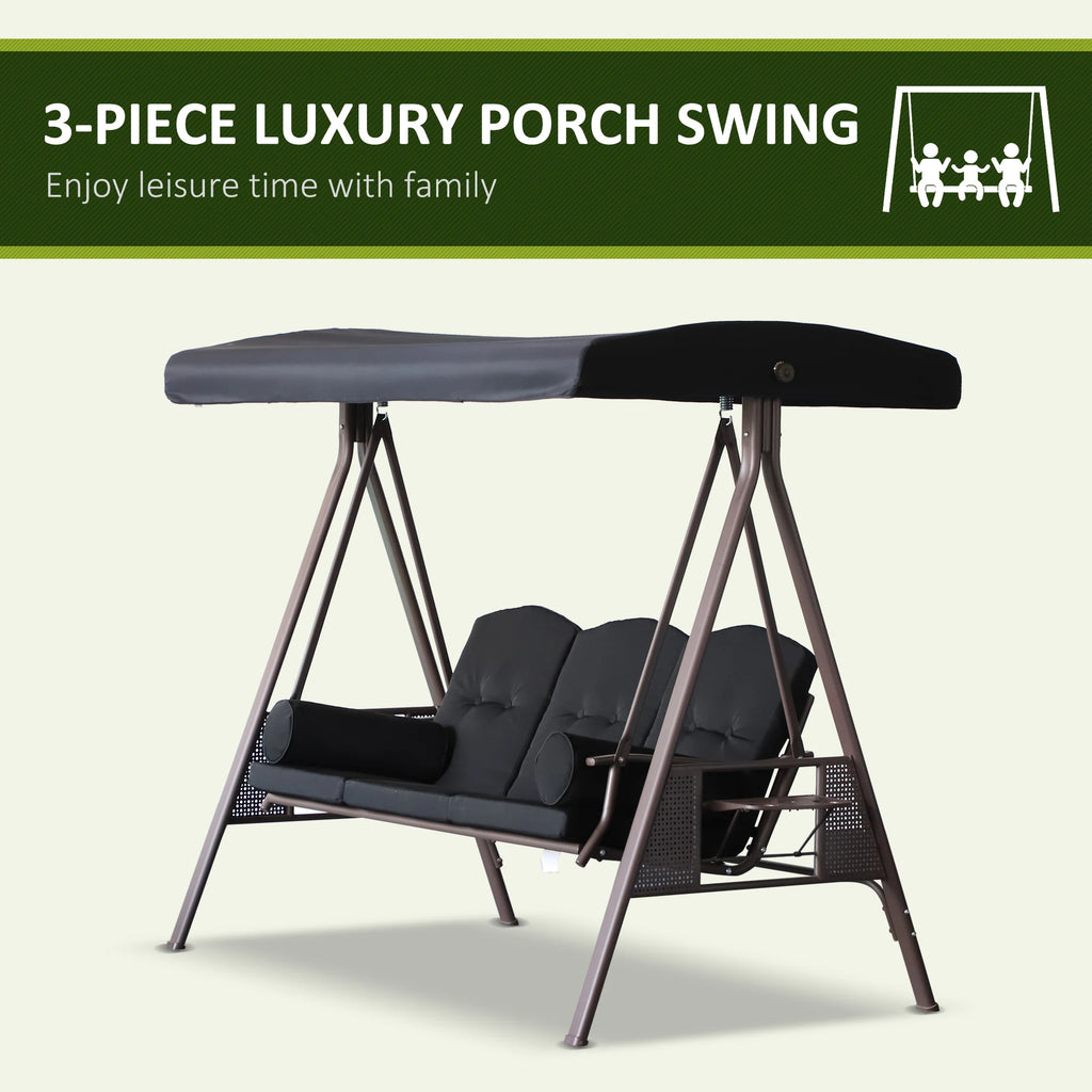 Arcshade Three-Seat Canopy Swing - Black