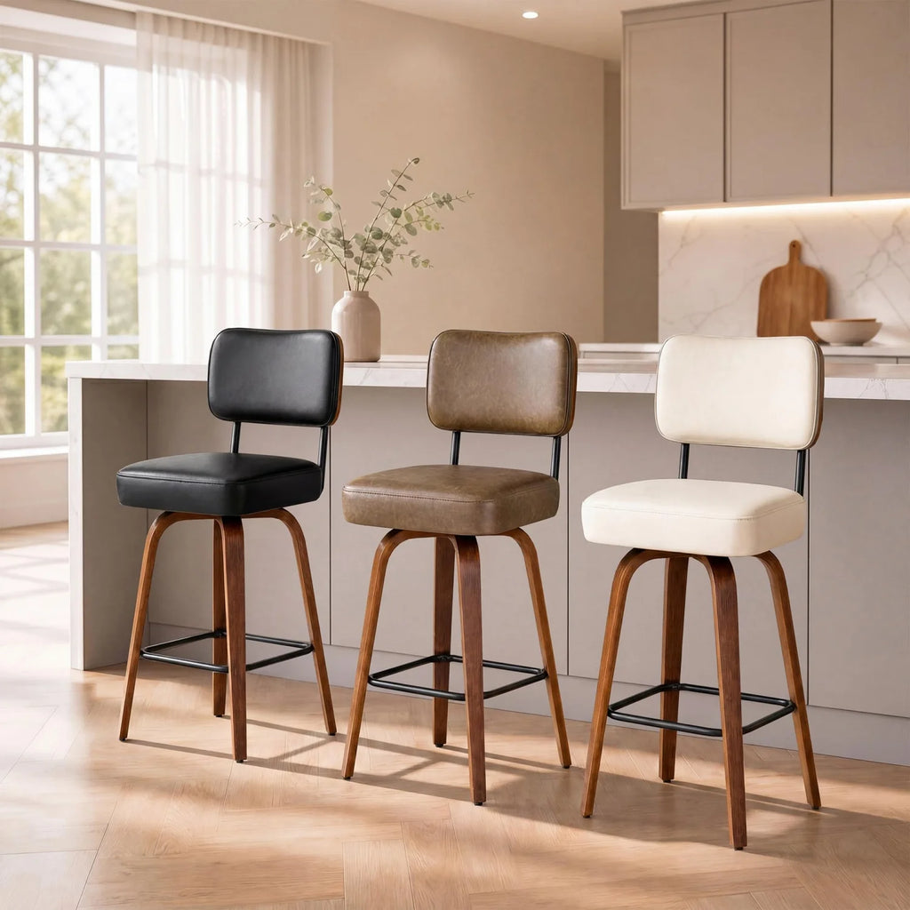 Ravello Bentwood Swivel Counter Stools, Set of 3