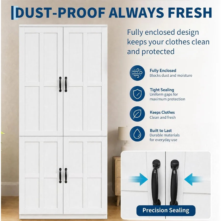 Closed paneled wardrobe with handle detail