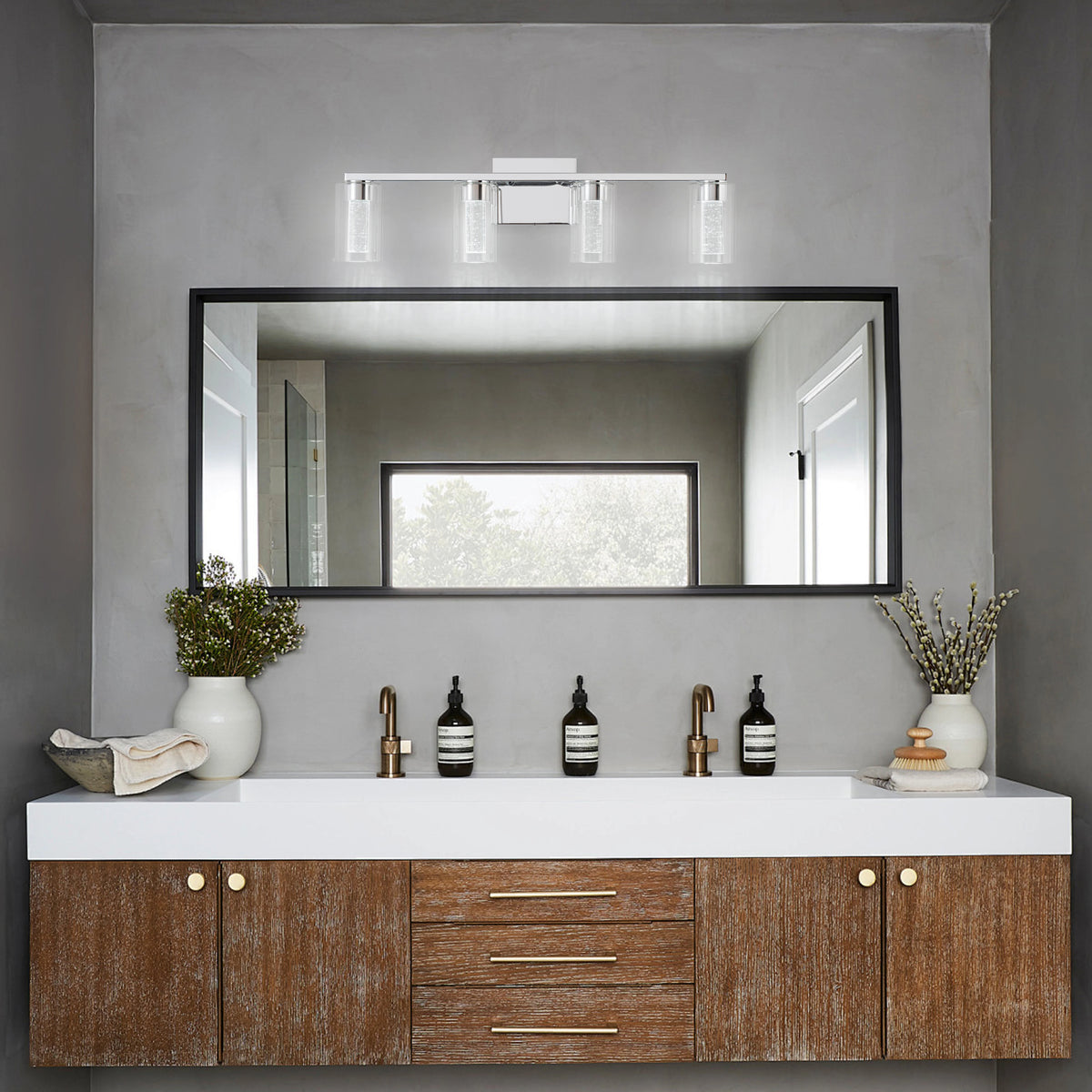 Clarion Four-Light Glass Vanity Sconce