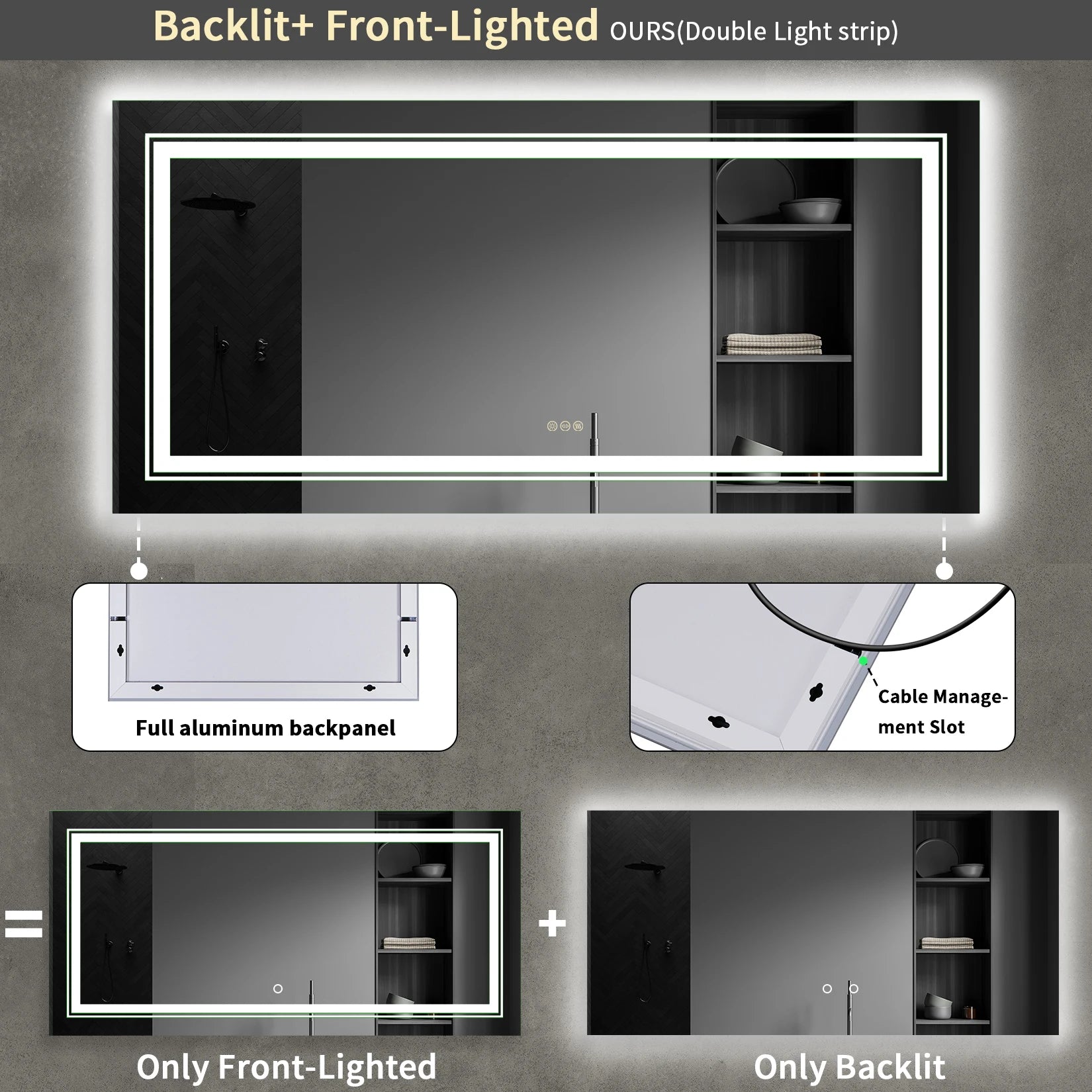 Varelle Front & Backlit LED Bathroom Mirror
