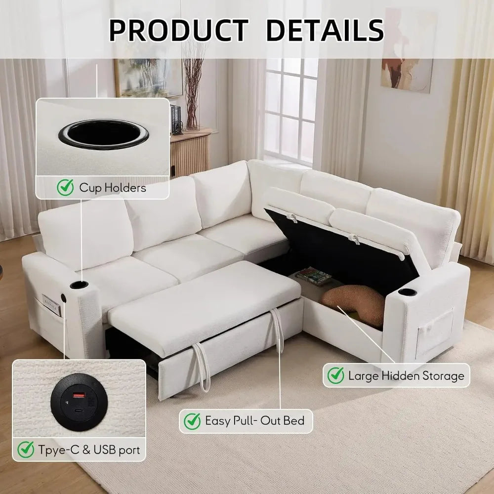 Tovelle storage compartment beneath the lifted seat and integrated USB and USB-C ports