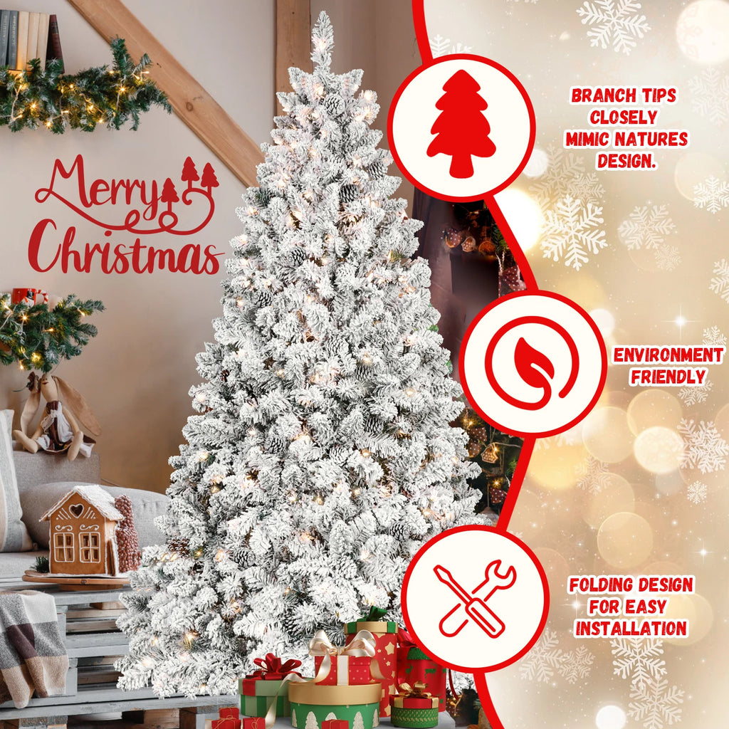 Everfrost Pre-Lit Snowy Pinecone Christmas Tree