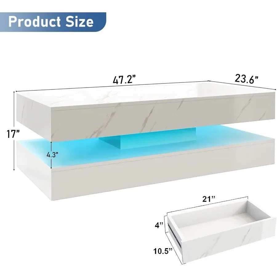Table and drawer size guide with 4.3-inch open-shelf clearance