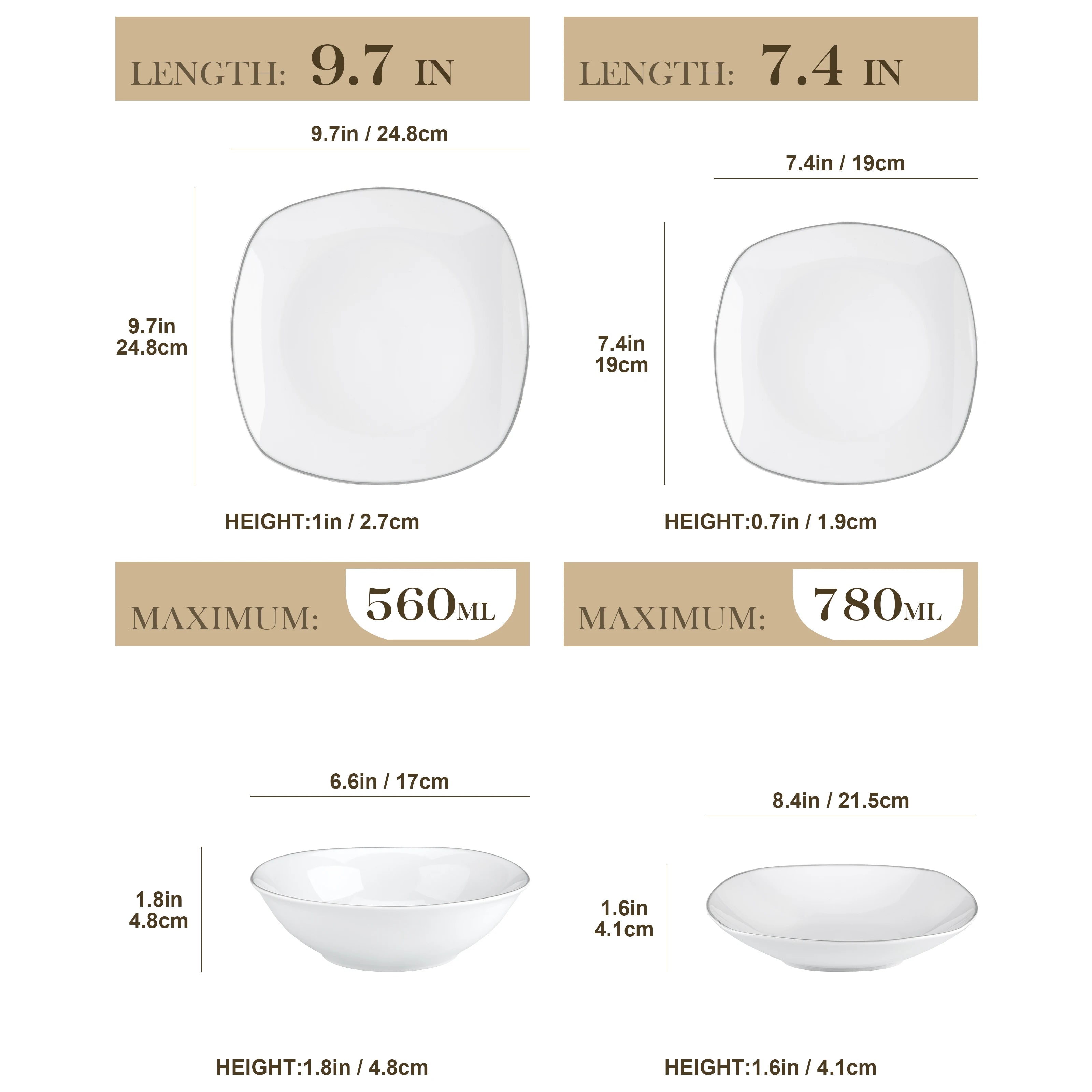 MALACASA Elisa Silver Trim Dinnerware