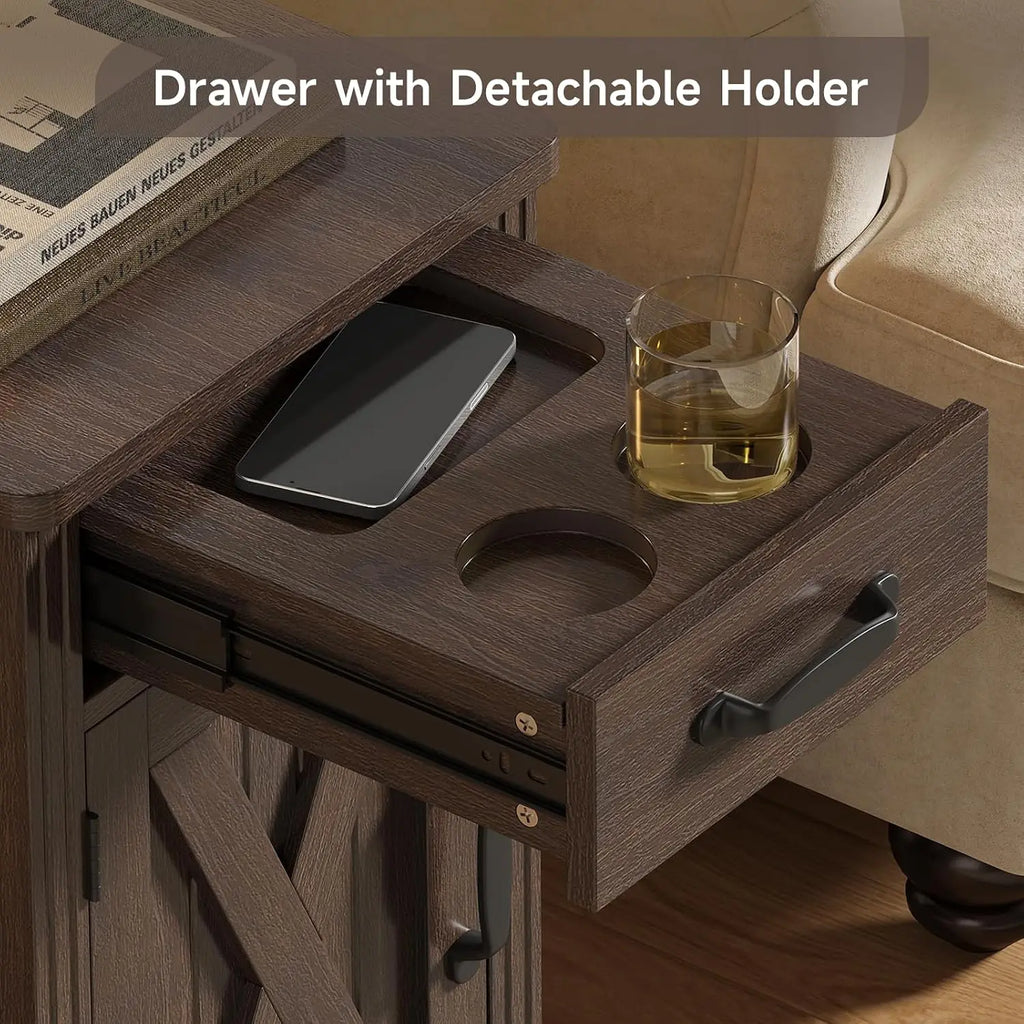 Gossamernote extended drawer with detachable two-cup and phone holder insert