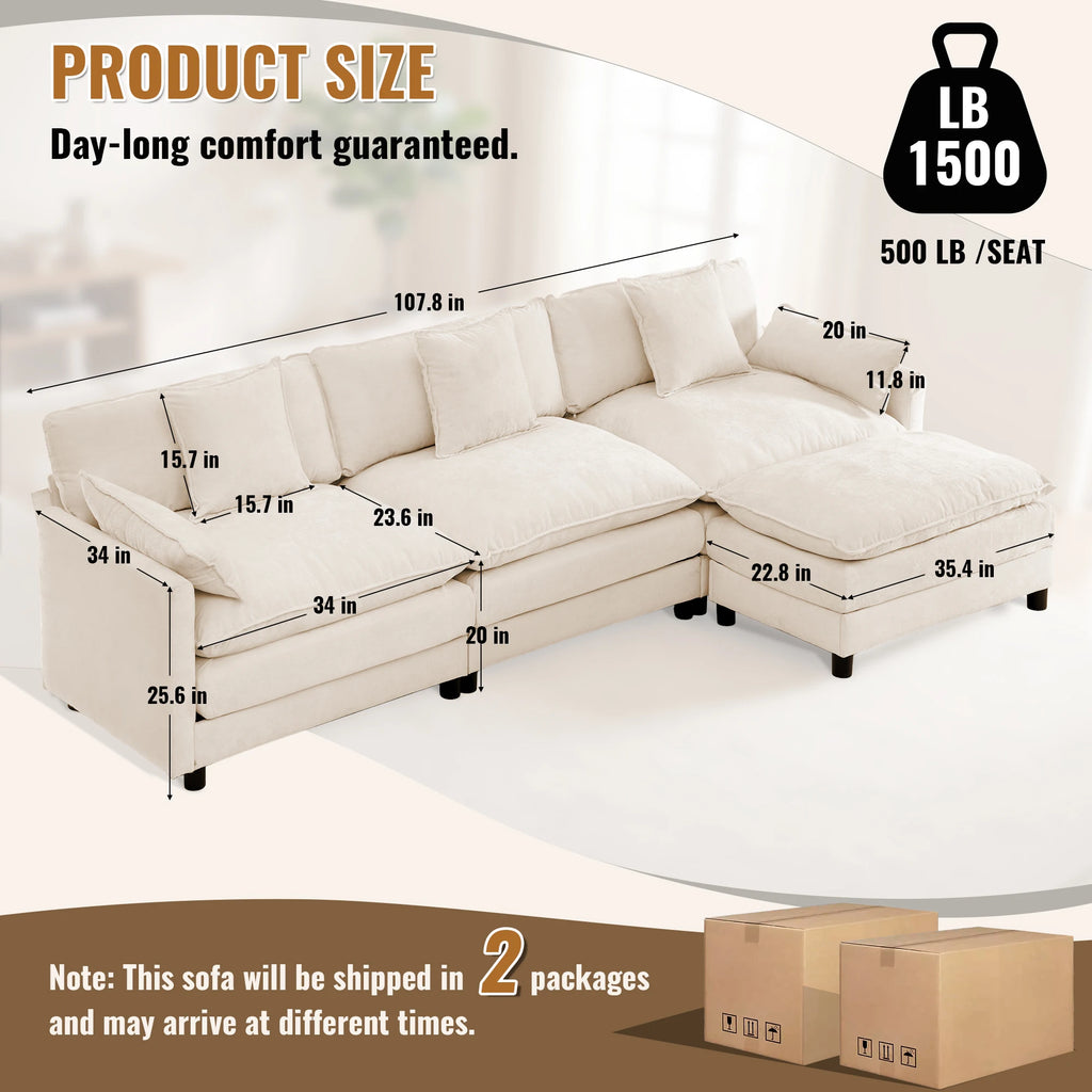 Rosecote Chenille Modular Sectional with Ottoman