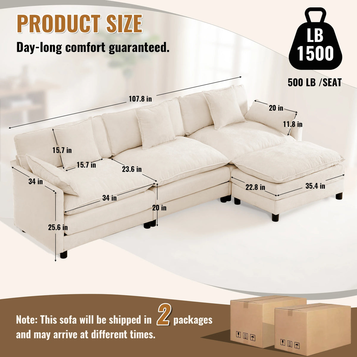 Rosecote Chenille Modular Sectional with Ottoman