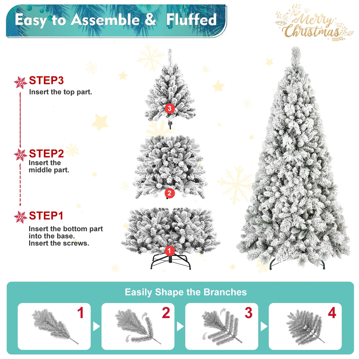 Everfrost Pre-Lit Snowy Full Christmas Tree