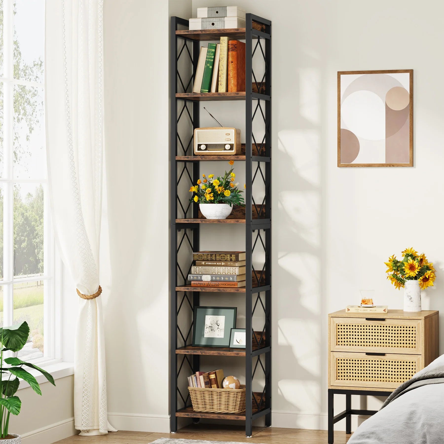 Ayo 7-Tier Narrow Bookcase