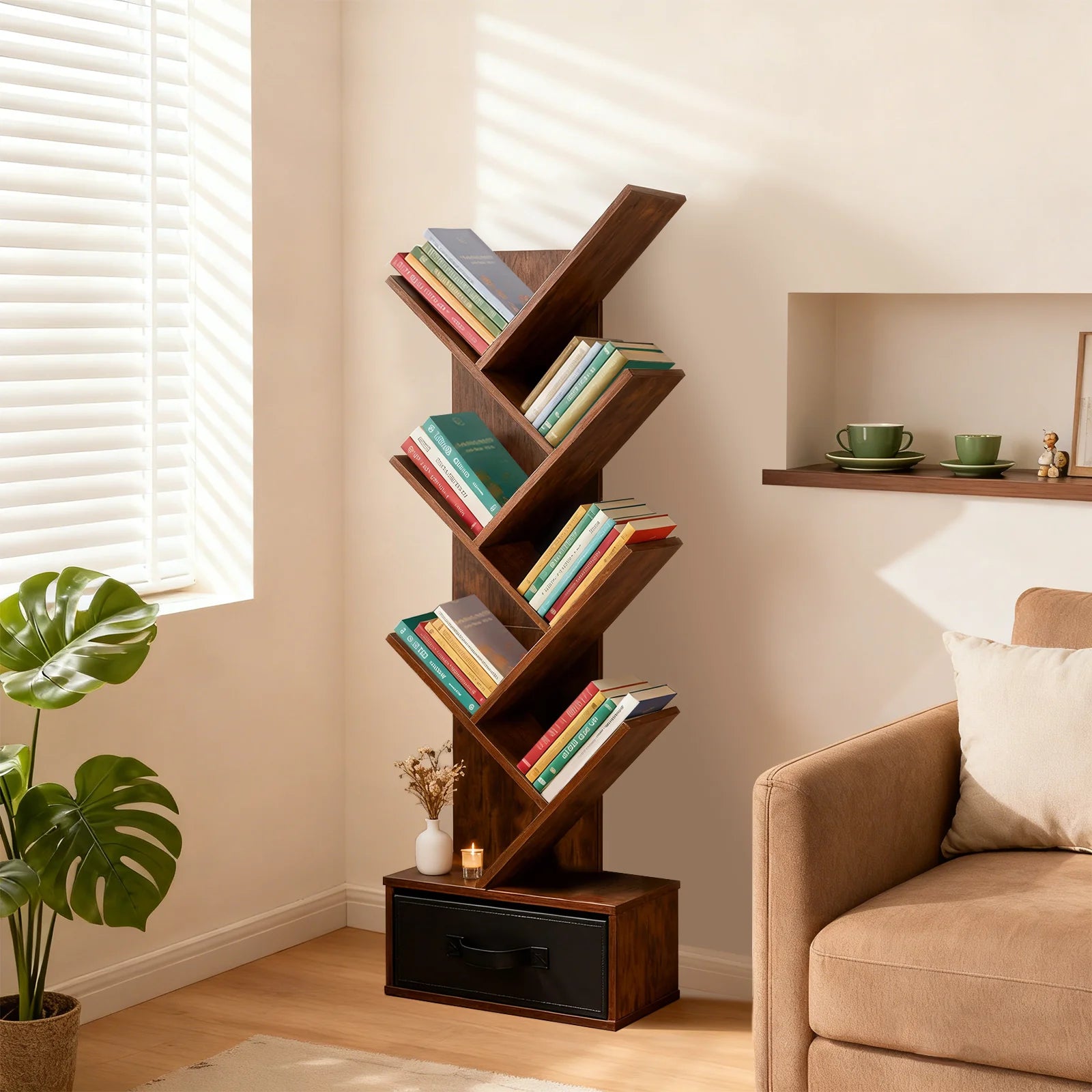 Renwick Tree Bookcase with Storage Drawer