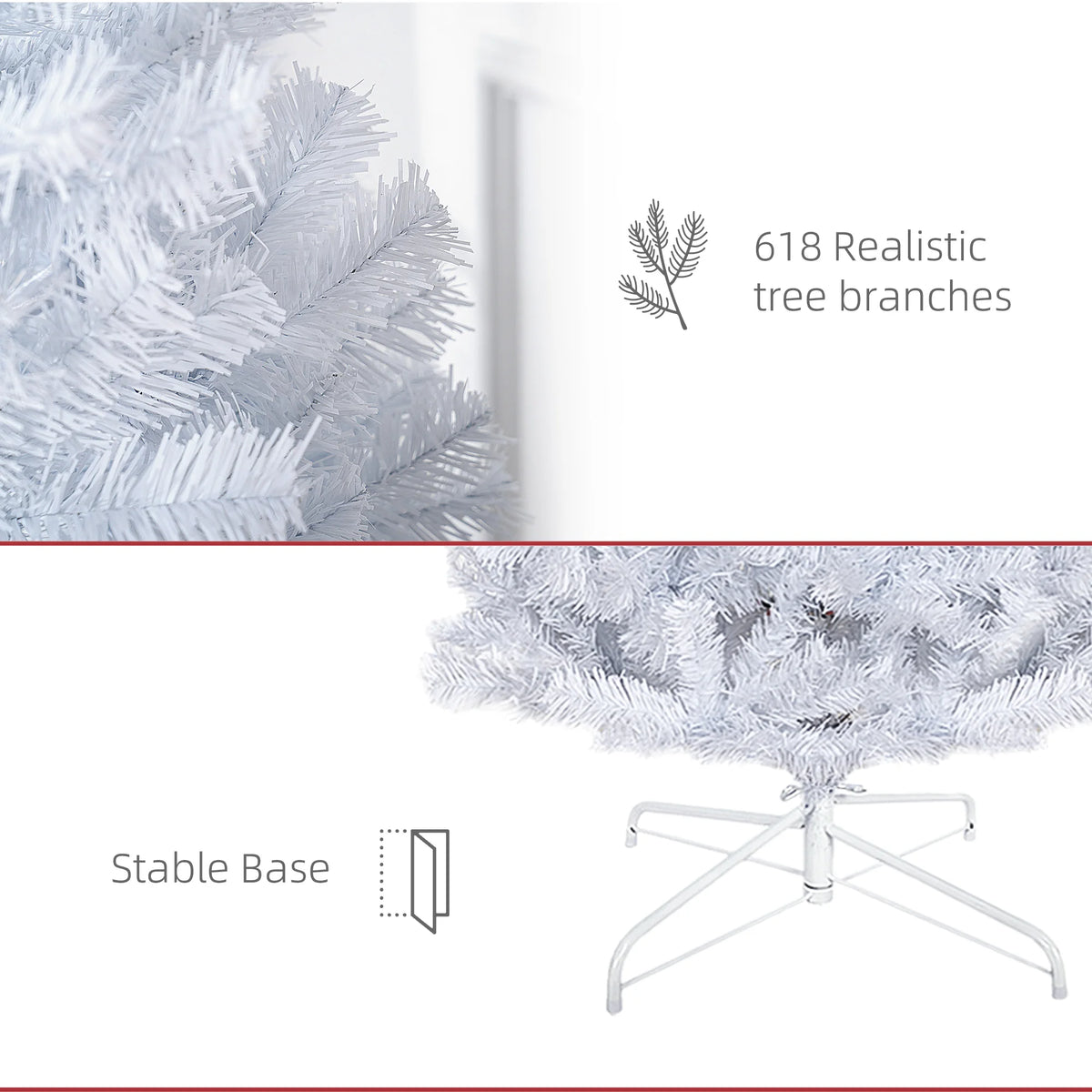 Eversnow branch-count graphic and white support-base detail