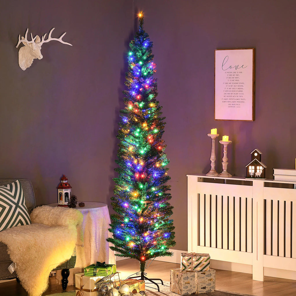 Prismpine pre-lit pencil Christmas tree displayed in an indoor holiday setting