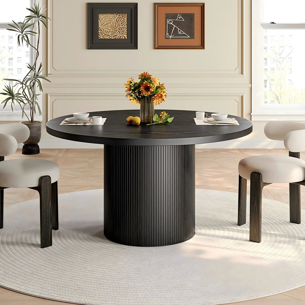 Duskwhisper black round dining table