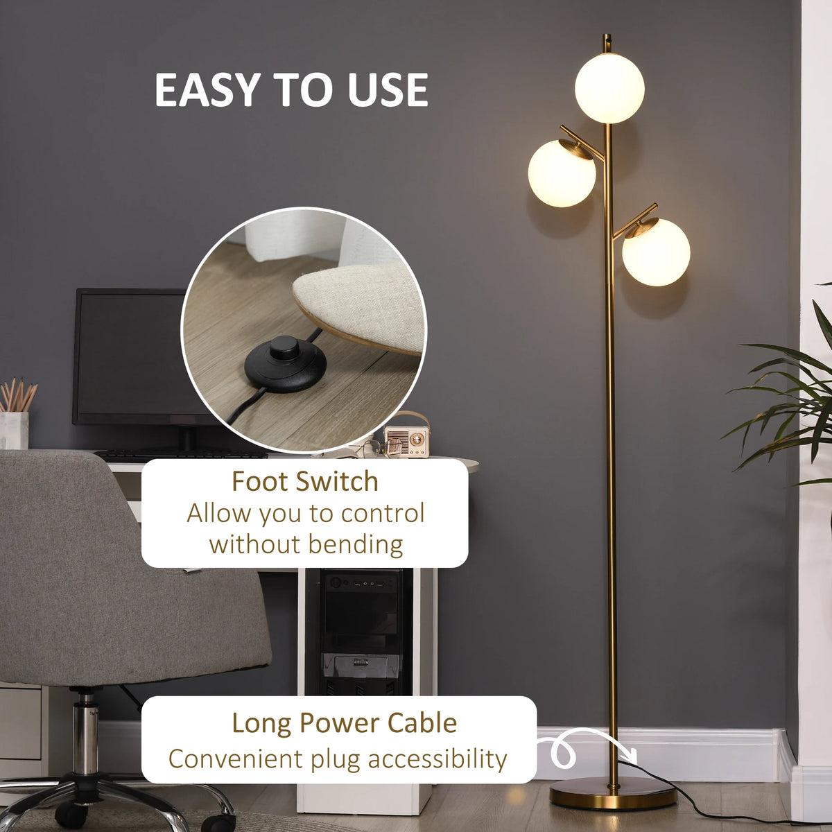Solivane Three-Globe Floor Lamp