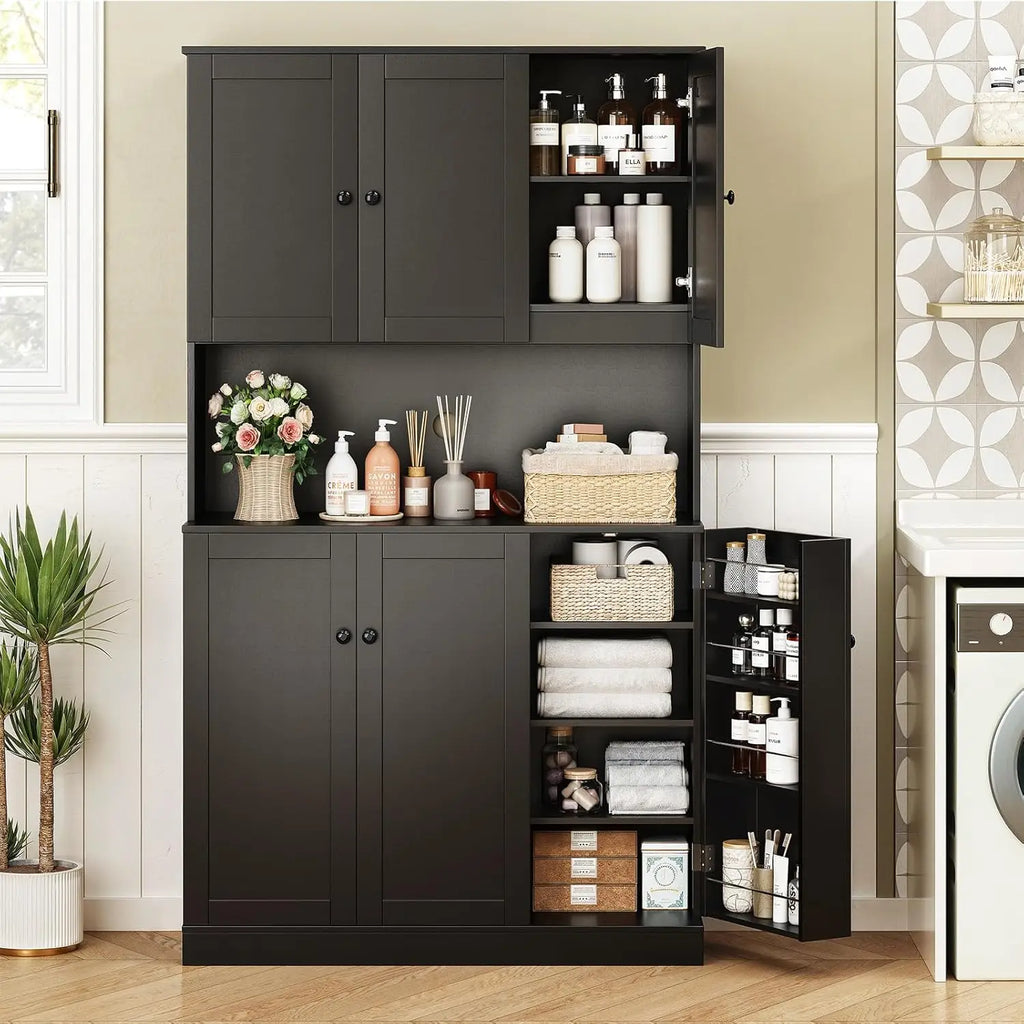 Wrenecho Tall Kitchen Cabinet with Microwave Shelf