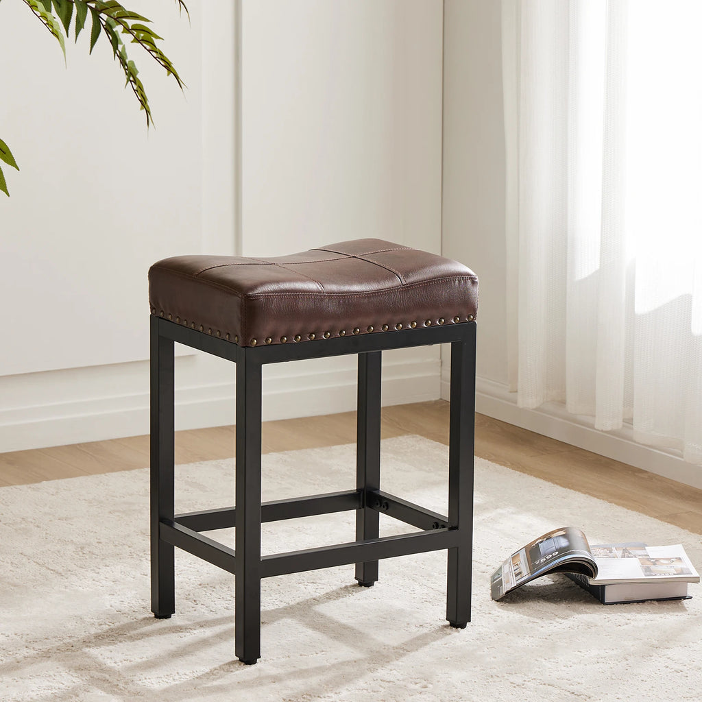 Brenner Faux Leather Saddle Stool