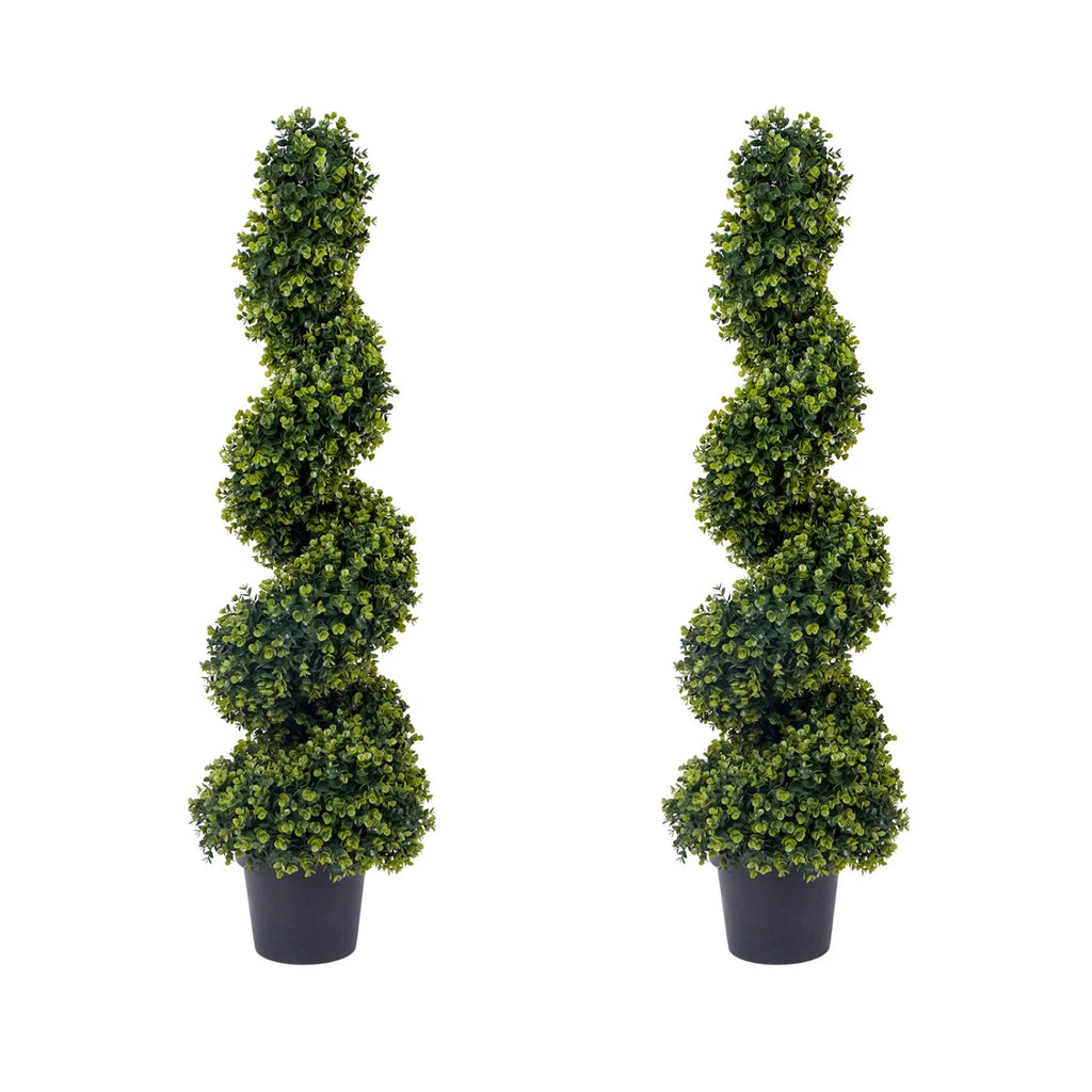 Sonnetbloom 4-Foot Artificial Spiral Topiary Set of 2