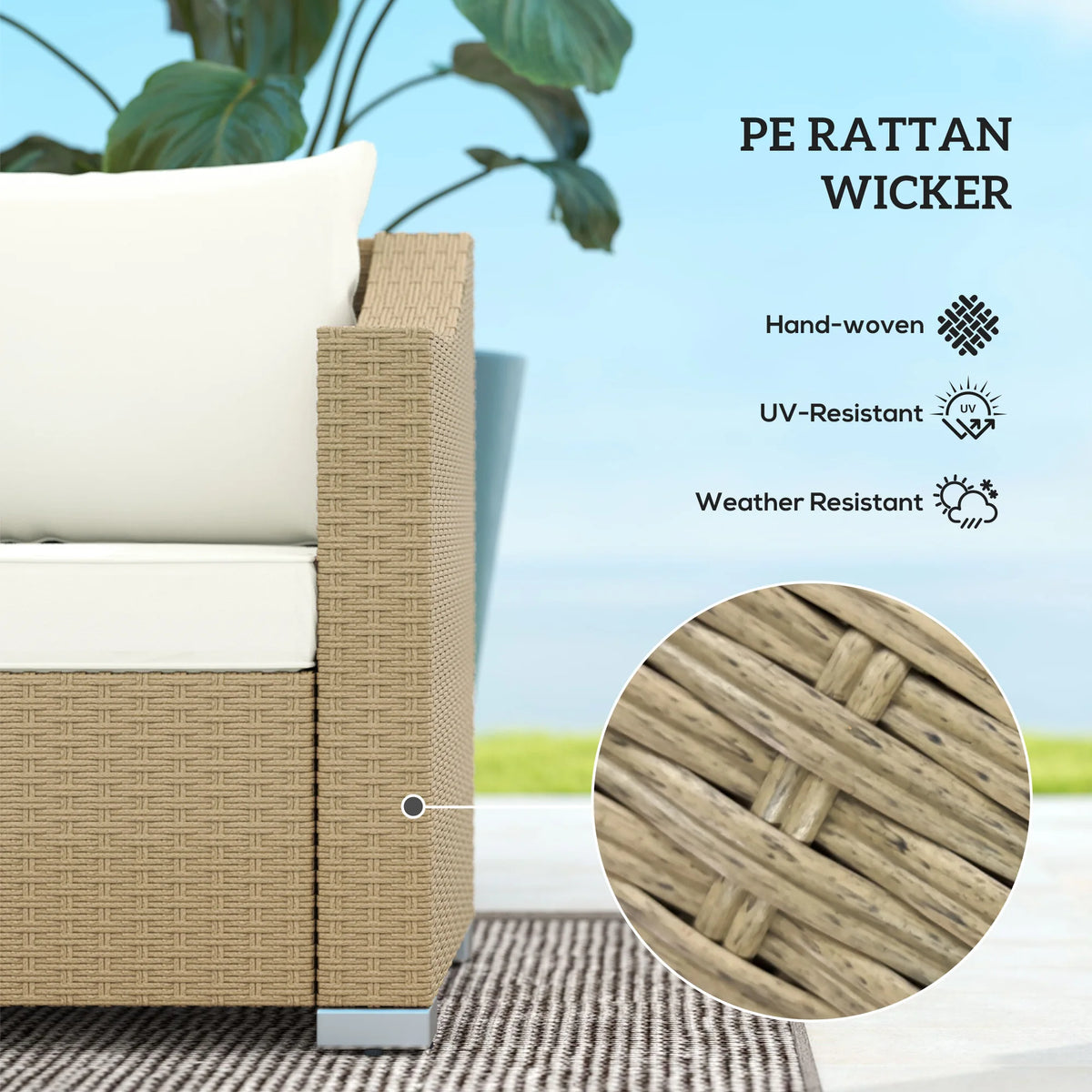 Bramblecharm Three-Seat Wicker Sofa