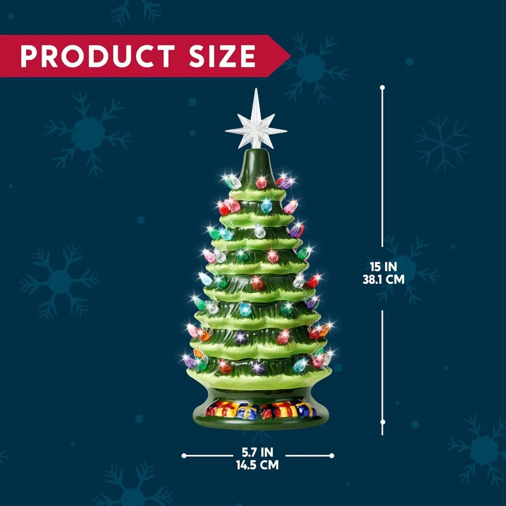 Merryglaze size graphic showing approximately 15 inches high including the star and 5.7 inches wide.