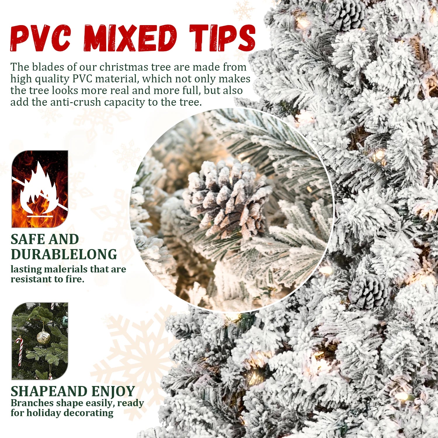 Everfrost Pre-Lit Snowy Pinecone Christmas Tree