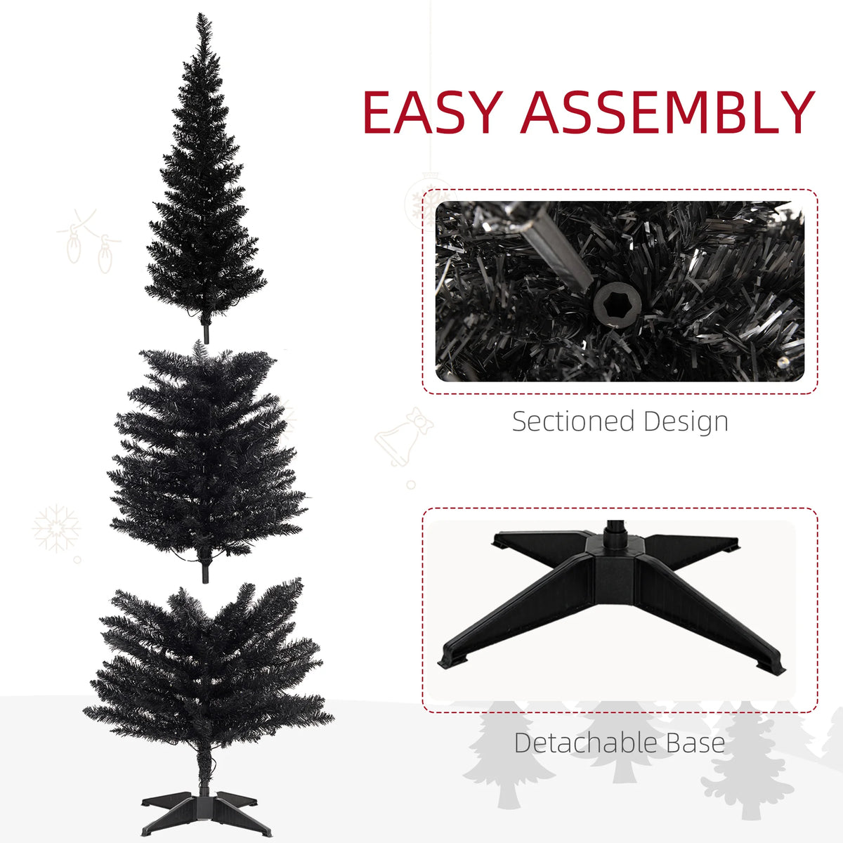 Noirbeam Pre-Lit Pencil Christmas Tree