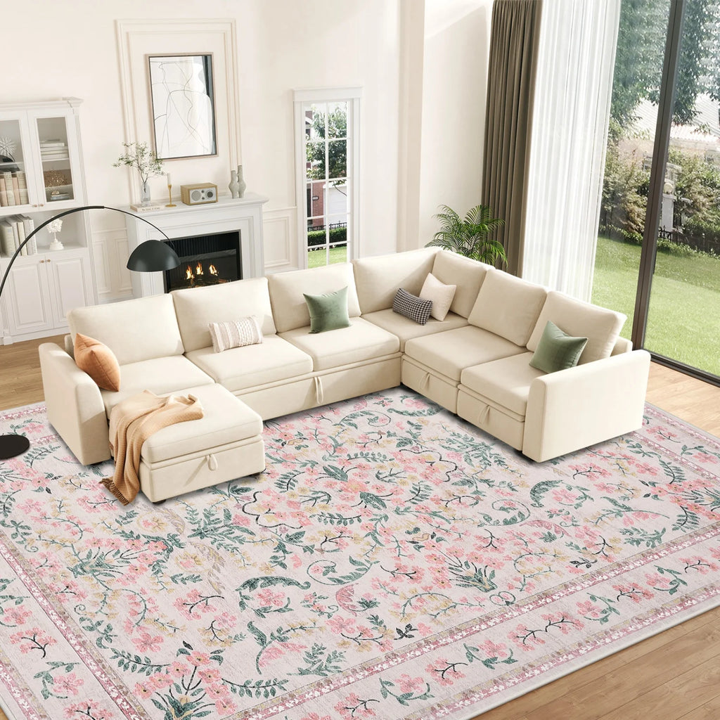 Vireya Washable Floral Area Rug