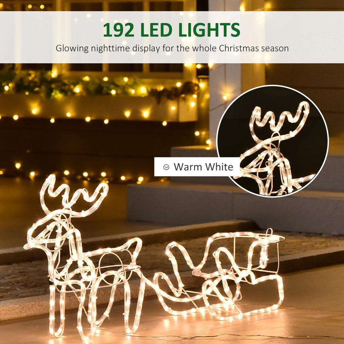 Yulehaven LED Reindeer and Sleigh