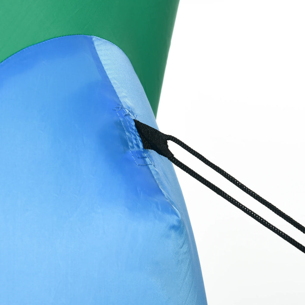 Close-up of the Merrysaurus fabric tether attachment and rope