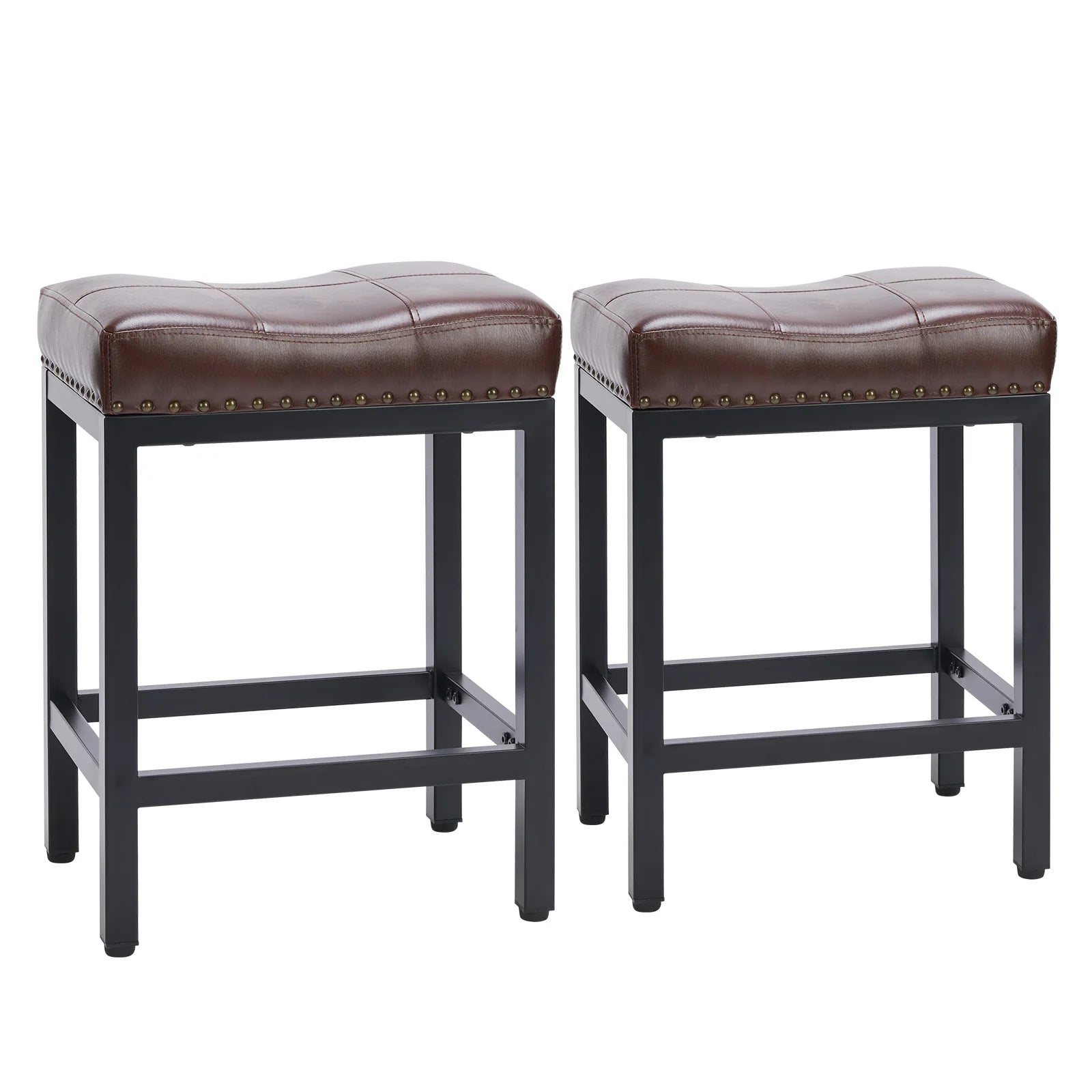 Brenner Faux Leather Saddle Stool
