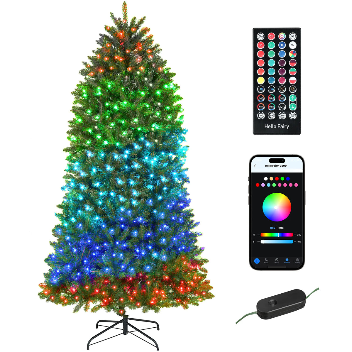 Spectraglow full green smart Christmas tree with full-spectrum LED lighting