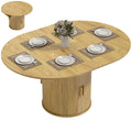 Serenadecrest extendable natural wood dining table shown round and extended