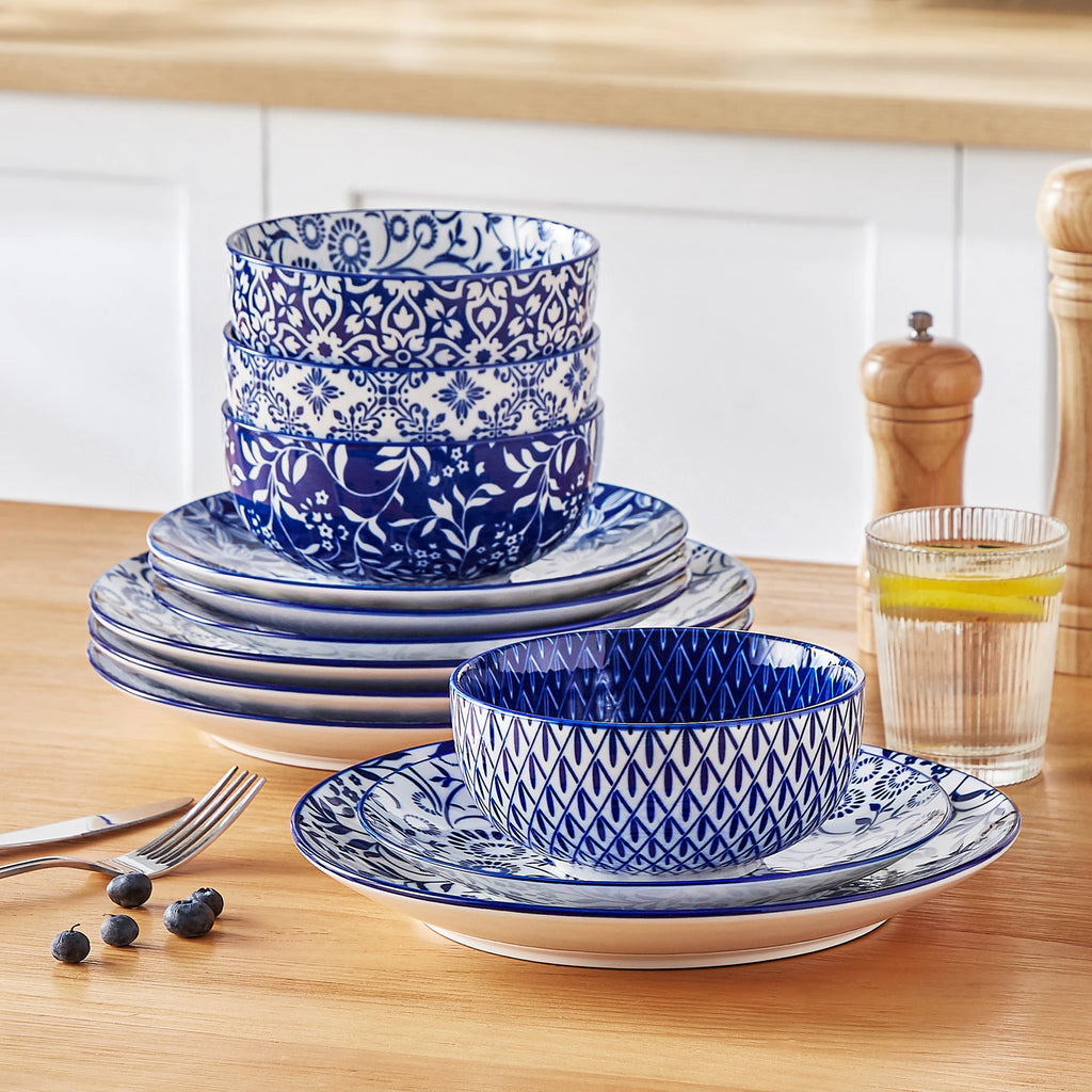 Vancasso Chinese Blue & White Porcelain Dinnerware Set