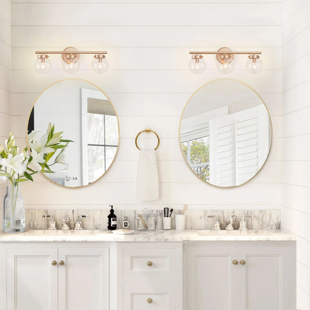 Gilded Halo Three-Light Vanity Sconce