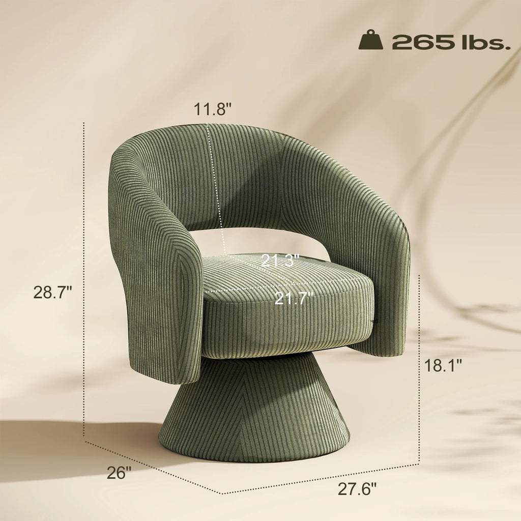 Merrowyn Green Corduroy Swivel Chair