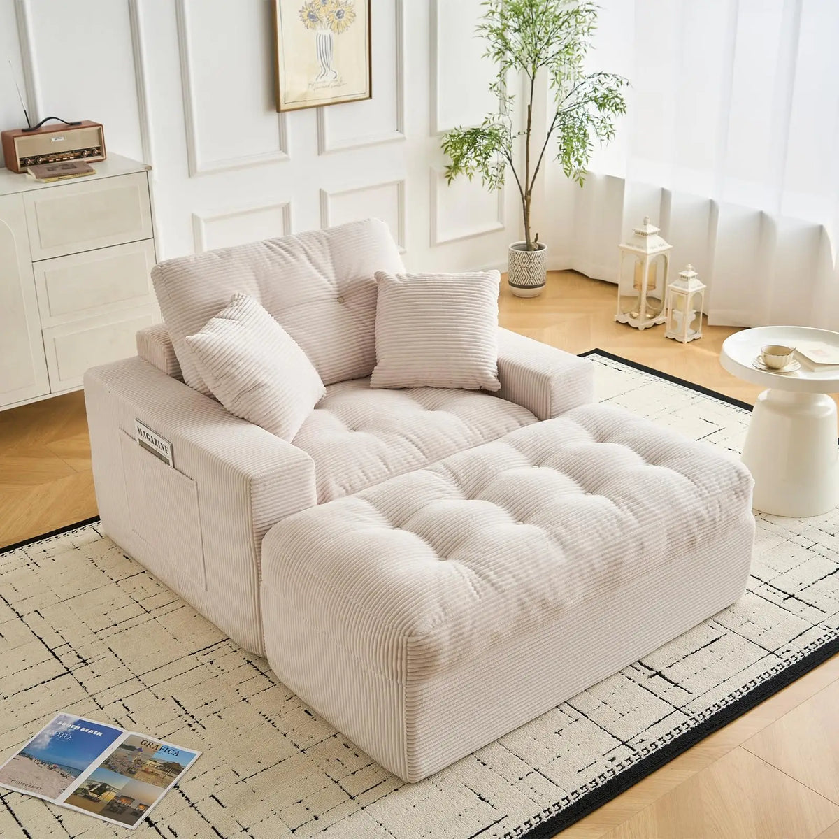 Ashby Oversized Corduroy Chaise Lounge