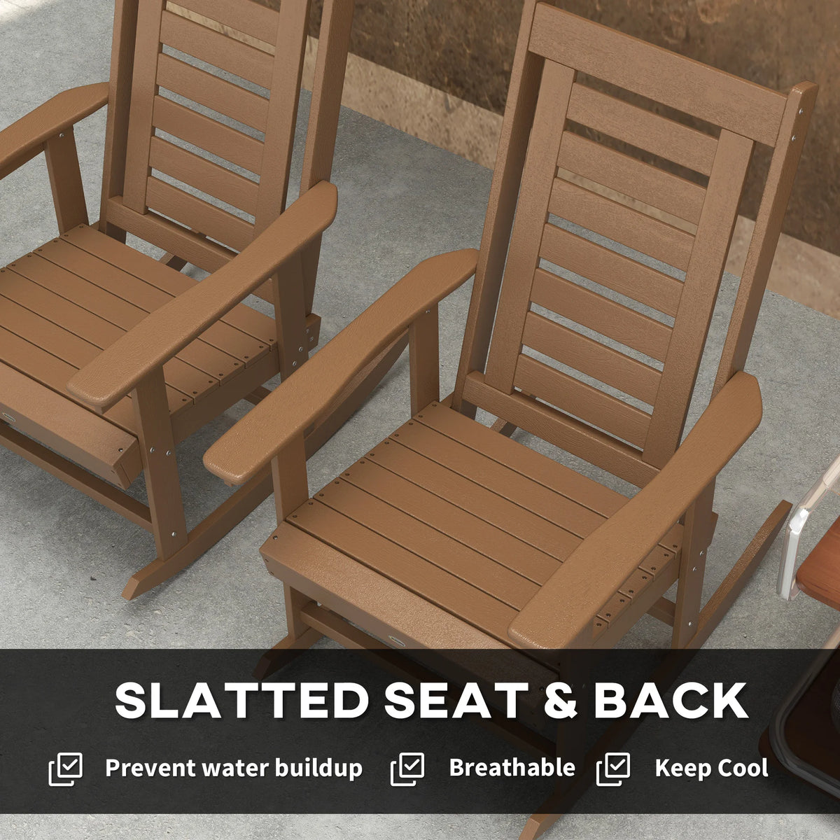 Briarcrest HDPE Outdoor Rocking Chairs, Set of 2 – Brown