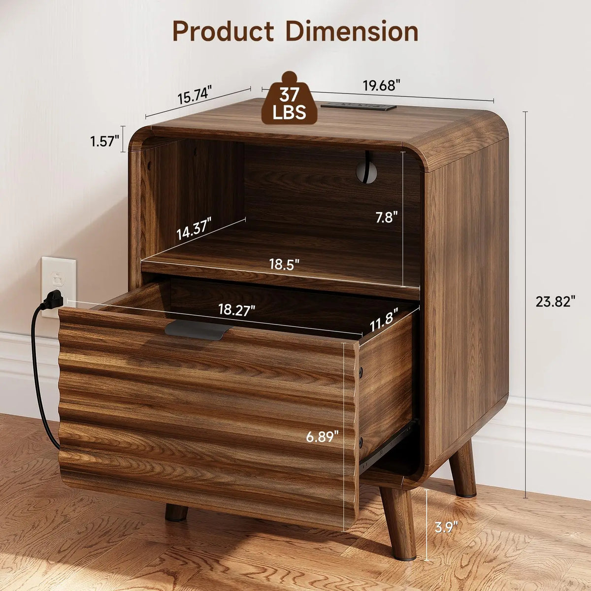 Hushray Fluted Nightstand