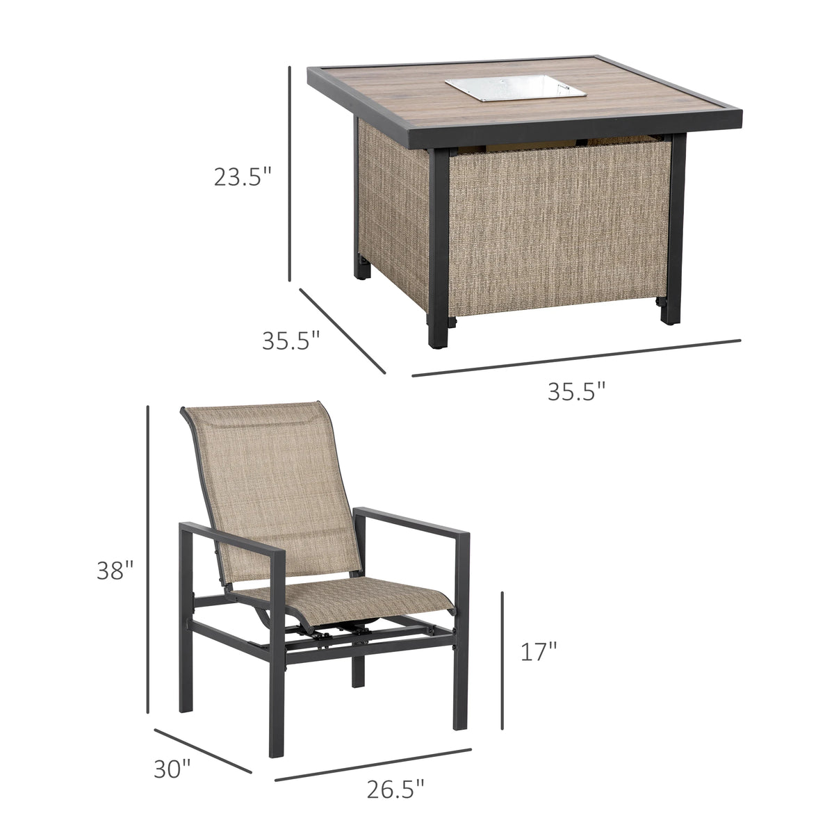 Icebrook Five-Piece Patio Dining Set with Cooler