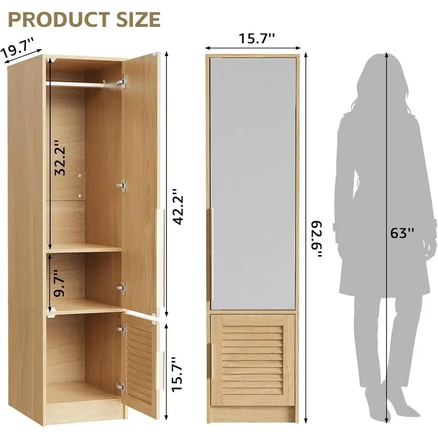 Open and closed armoire measurements with interior compartment heights