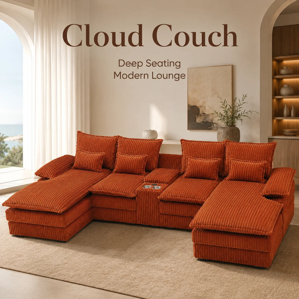 Wynterford 120-Inch 5-Piece Corduroy Sectional with Console