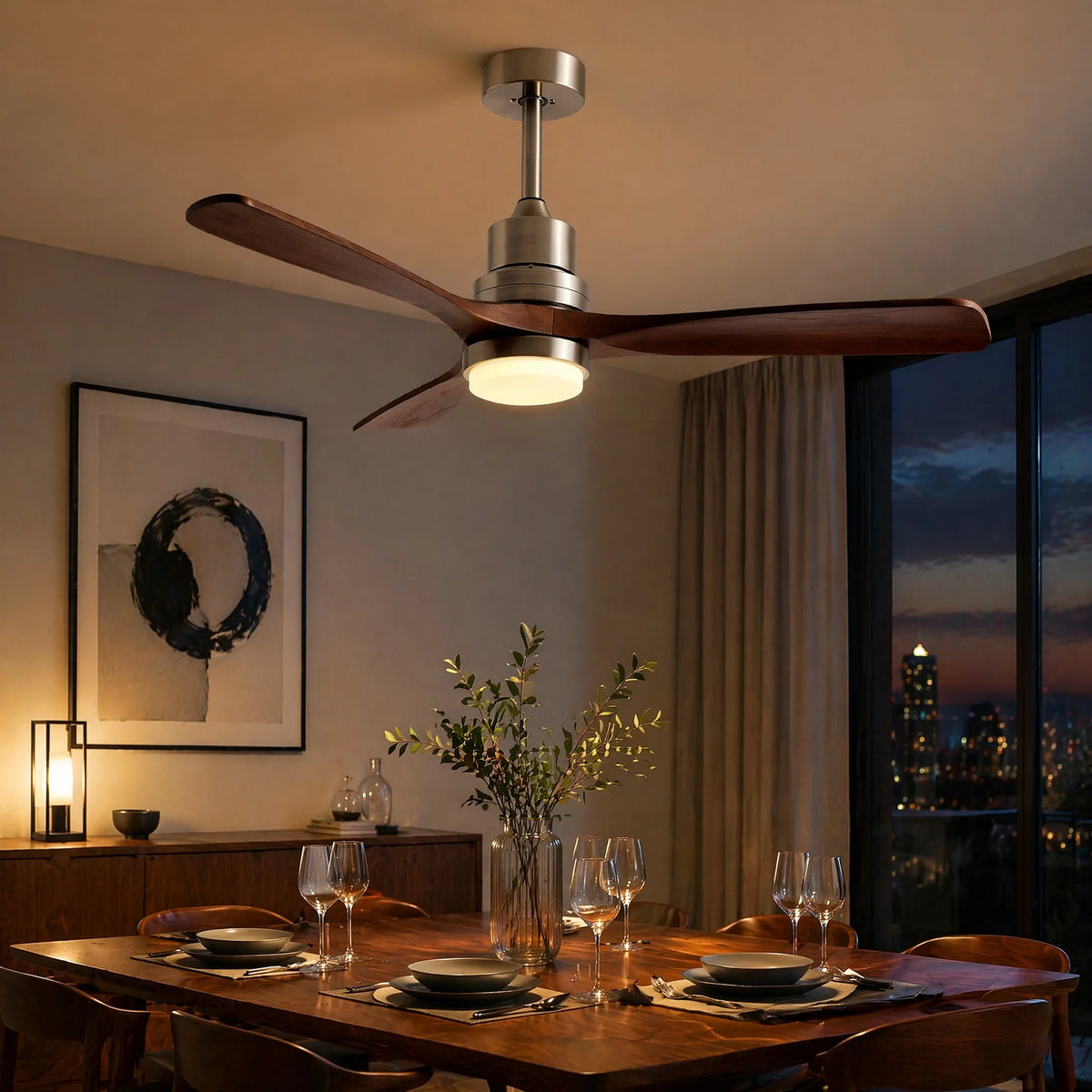 Mereford 52-Inch Ceiling Fan, Nickel