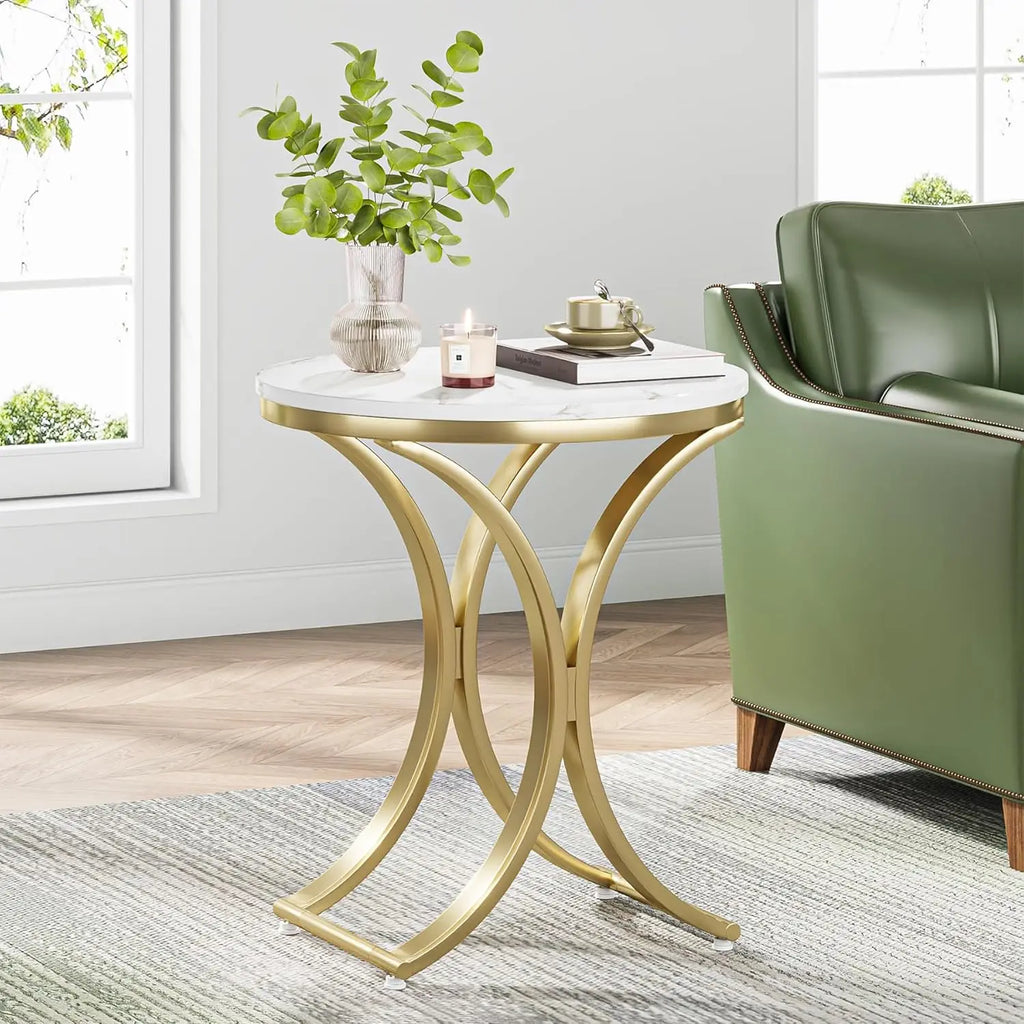 Oscar Sculpted Faux Marble End Table
