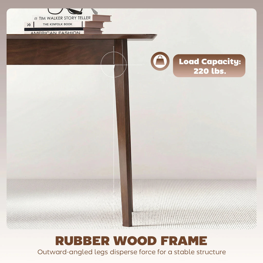 Larknote rubberwood frame and whole-table load limit of 220 lbs.